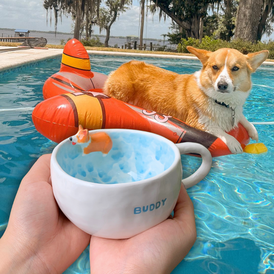 Swimming With Buddy - Handmade Pet Custom Mug