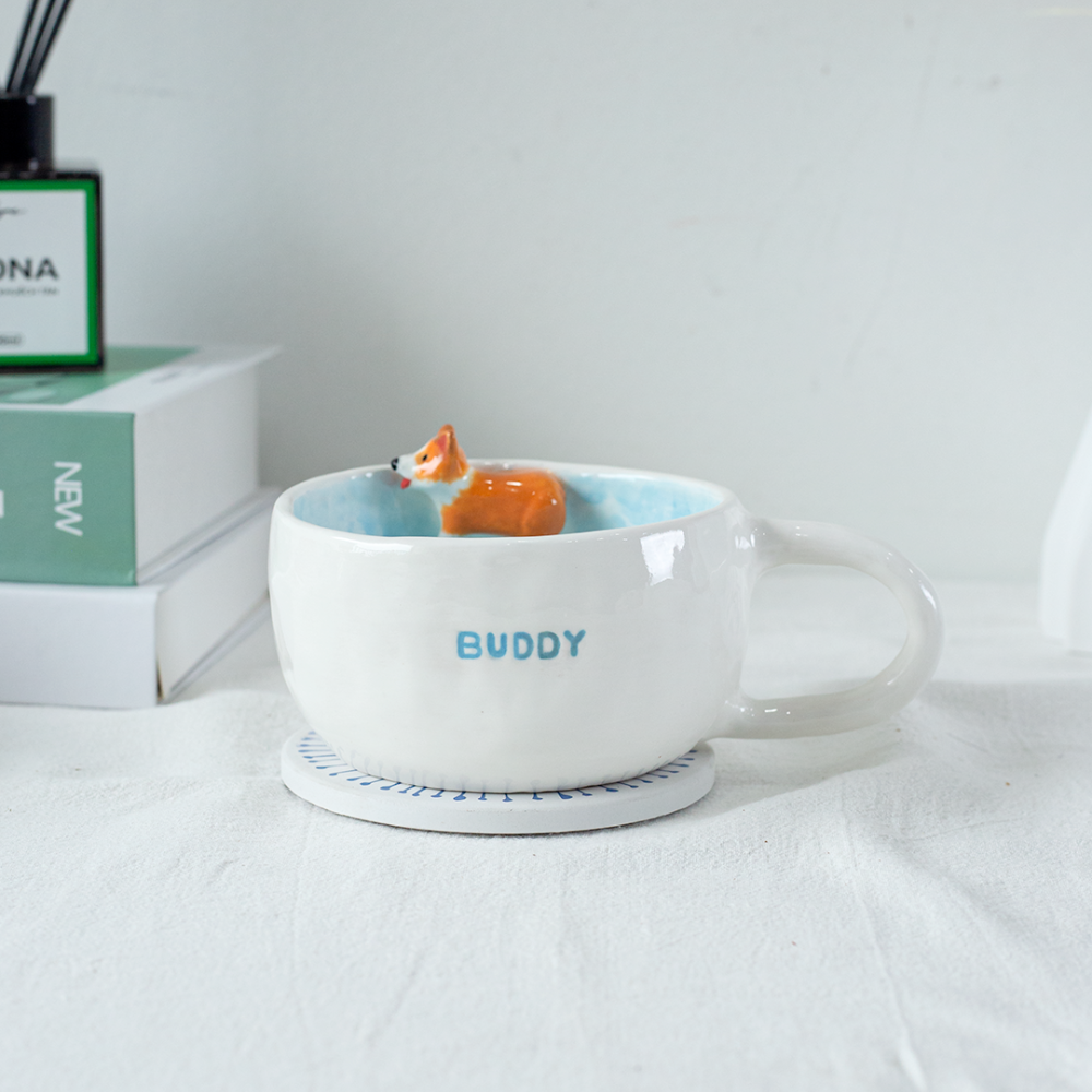 Swimming With Buddy - Handmade Pet Custom Mug