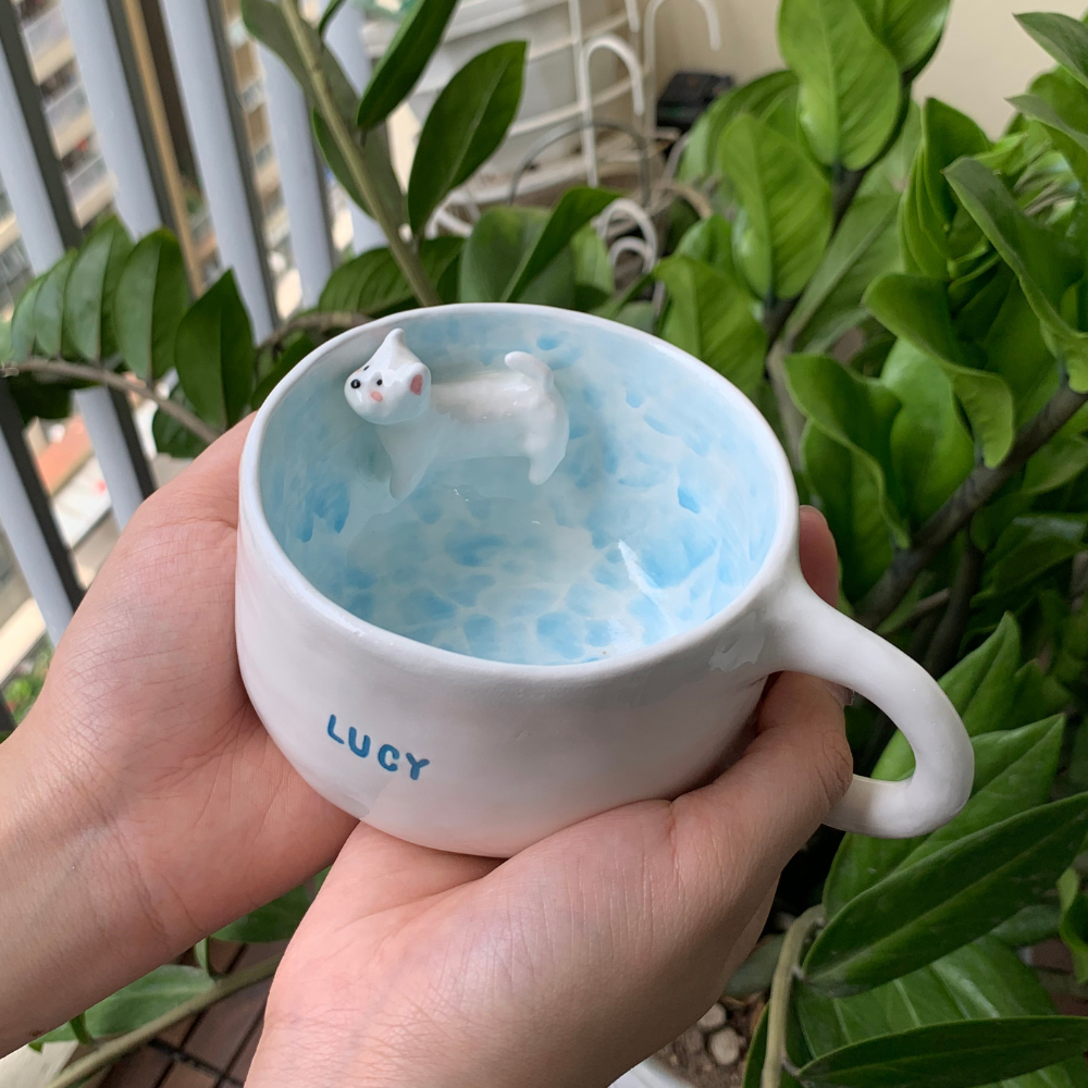 Swimming With Buddy - Handmade Pet Custom Mug