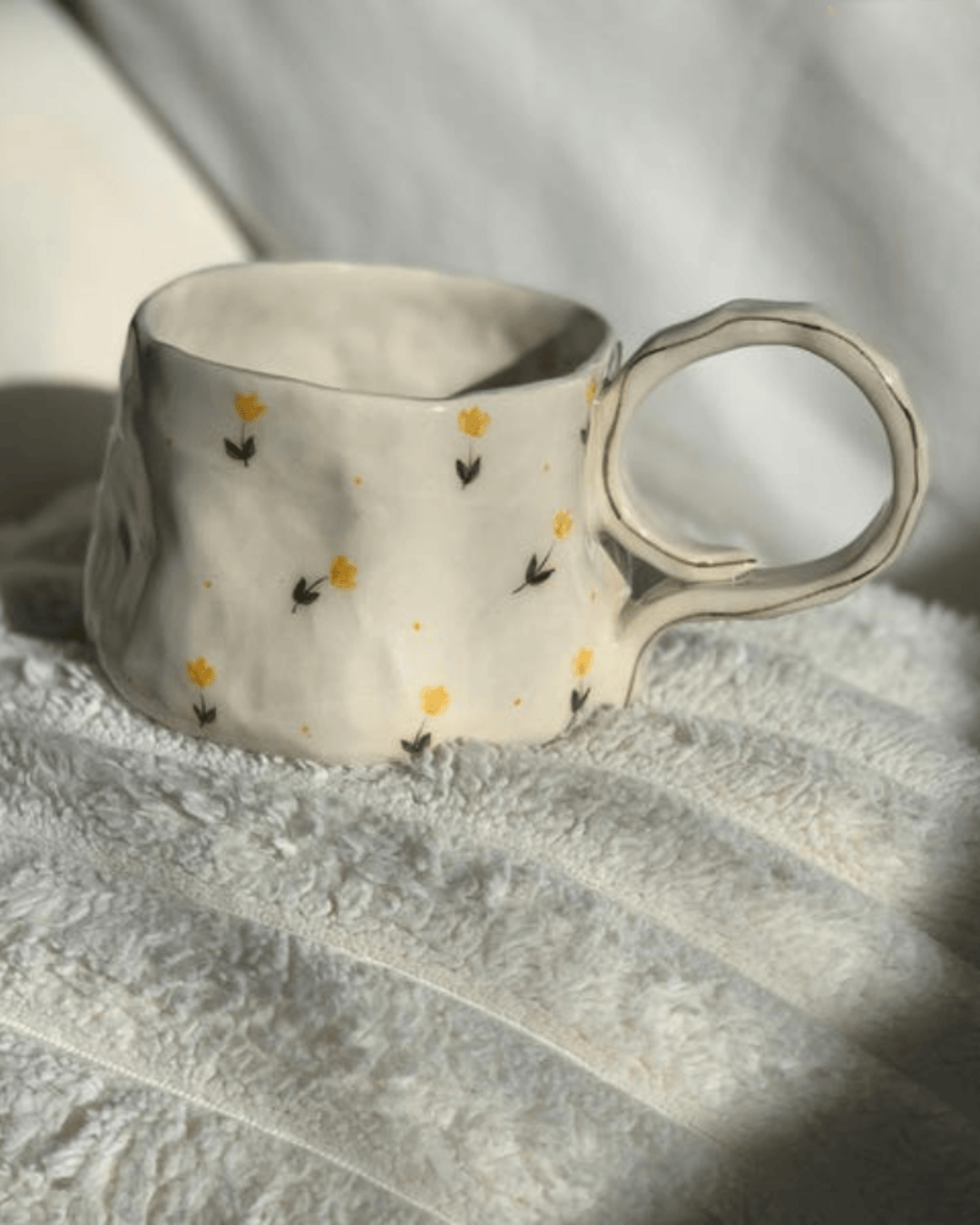 Handwritten Floral Handpainted Pottery Mug [Customizable Order]