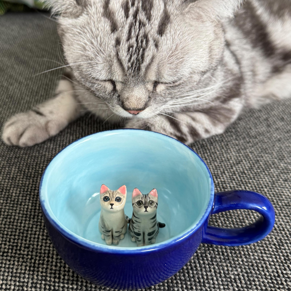 Handmade Custom Cat's Figure Ceramic Mug