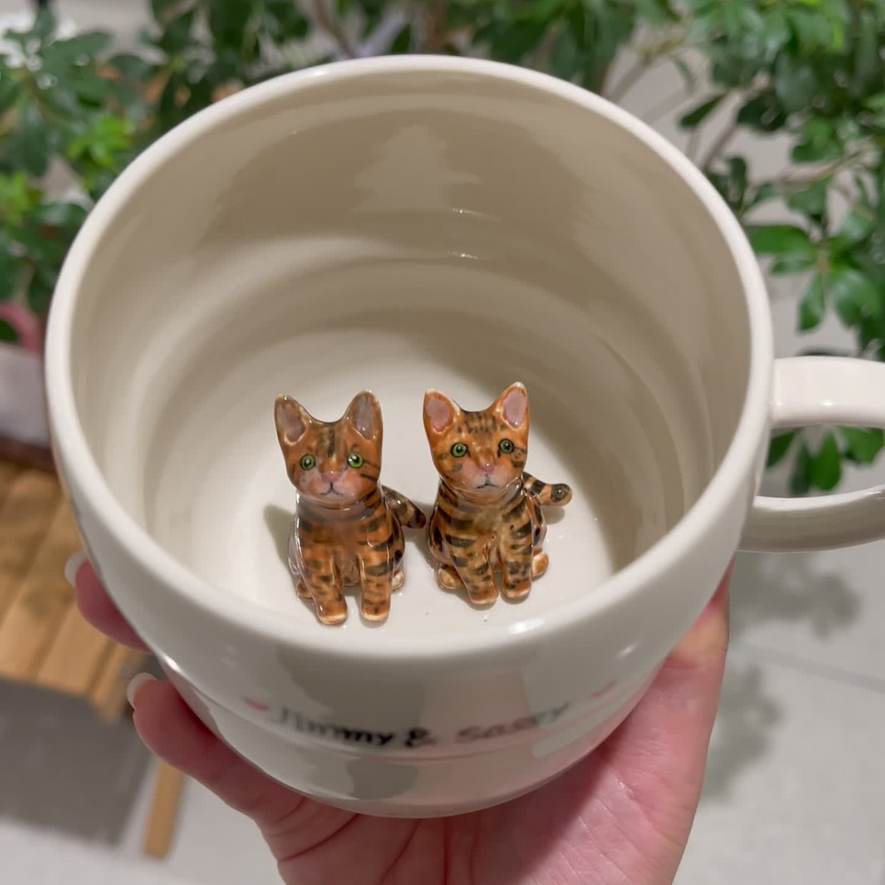 Handmade Custom Cat's Figure Ceramic Mug
