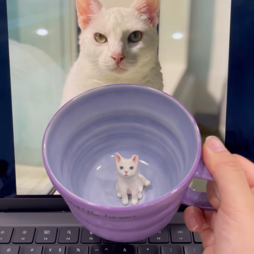 Handmade Custom Cat's Figure Ceramic Mug