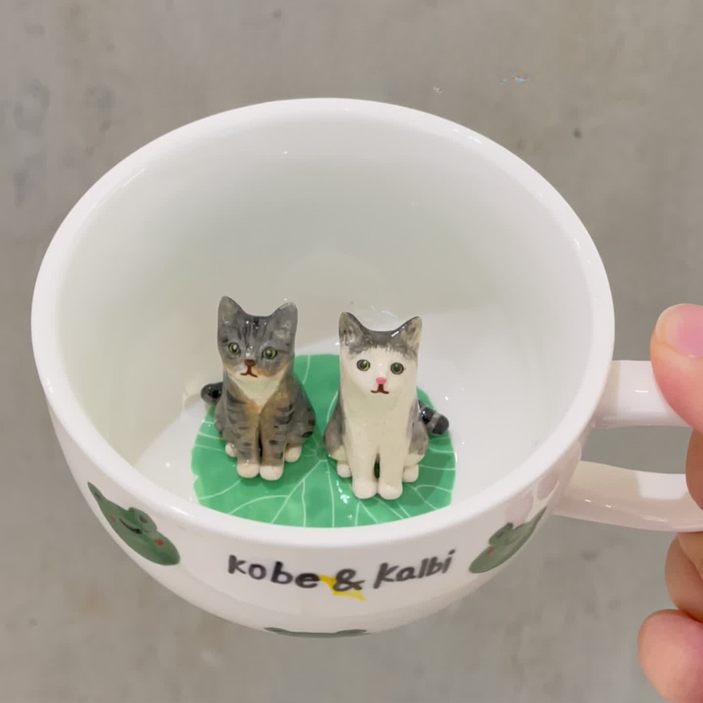 Handmade Custom Cat's Figure Ceramic Mug