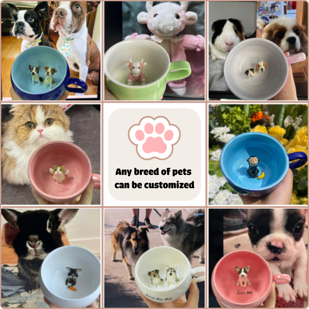 Handmade Custom Pet Figure Ceramic Mug Aesthetic