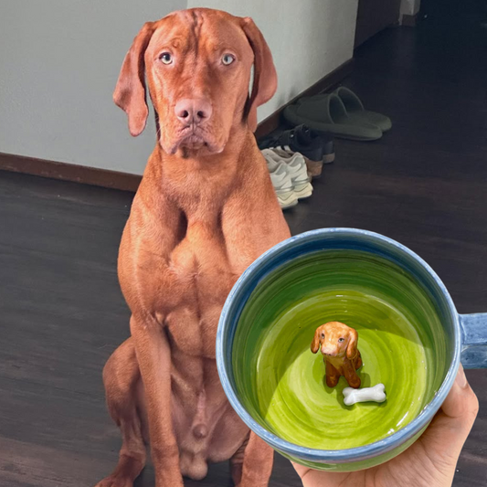 Handmade Custom Pet's Figure Ceramic Mug-Aesthetic [Customizable Order]