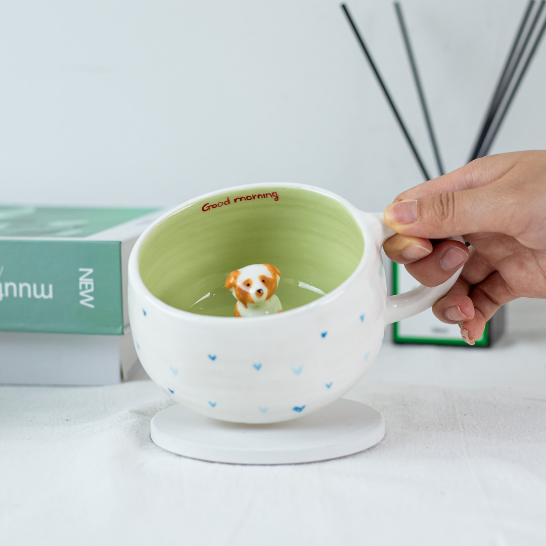 Handmade Custom Pet Figure Ceramic Mug Aesthetic