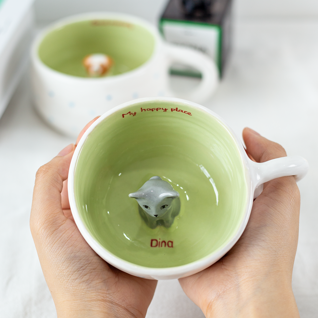 Handmade Custom Pet Figure Ceramic Mug Aesthetic